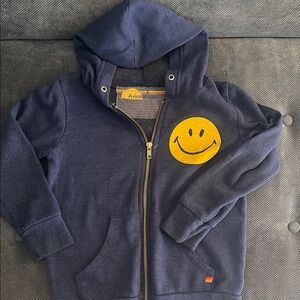 Aviator Nation Kids Navy Hoodie with Yellow Smiley